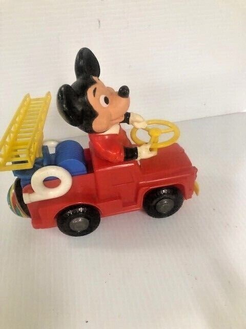 Vintage MADE IN JAPAN PLASTIC WIND UP TOY MISSING WHEEL MICKEY FIRE TRUCK RARE Vintage MADE IN JAPAN PLASTIC WIND UP TOY MISSING WHEEL MICKEY FIRE TRUCK RARE