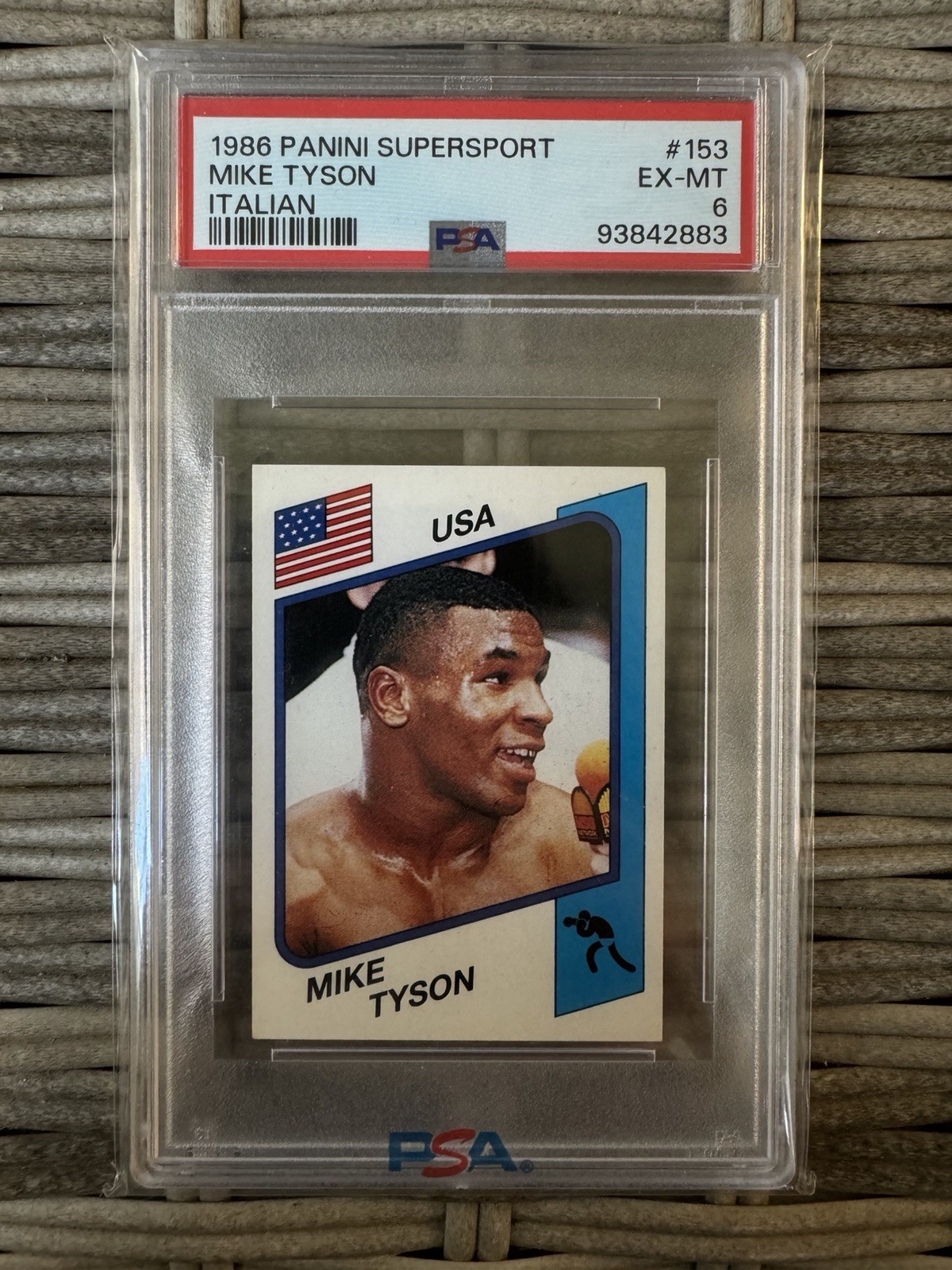 1986 Panini Supersport Mike Tyson #153 Italian PSA 6 EX-MT Sticker 1986 Panini Supersport Mike Tyson #153 Italian PSA 6 EX-MT Sticker