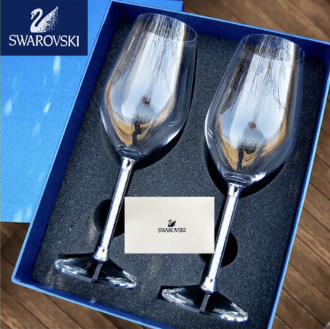 SWAROVSKI Crystalline Red Glasses Wedding Toasting Anniversary New Years BNIB