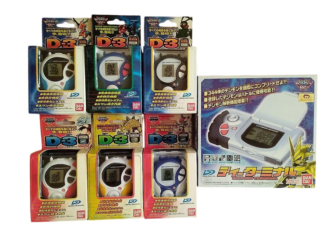 Bandai Digimon Adventure 02 D-3 Digivice All 6 Colors + D-Terminal Set CIB JP