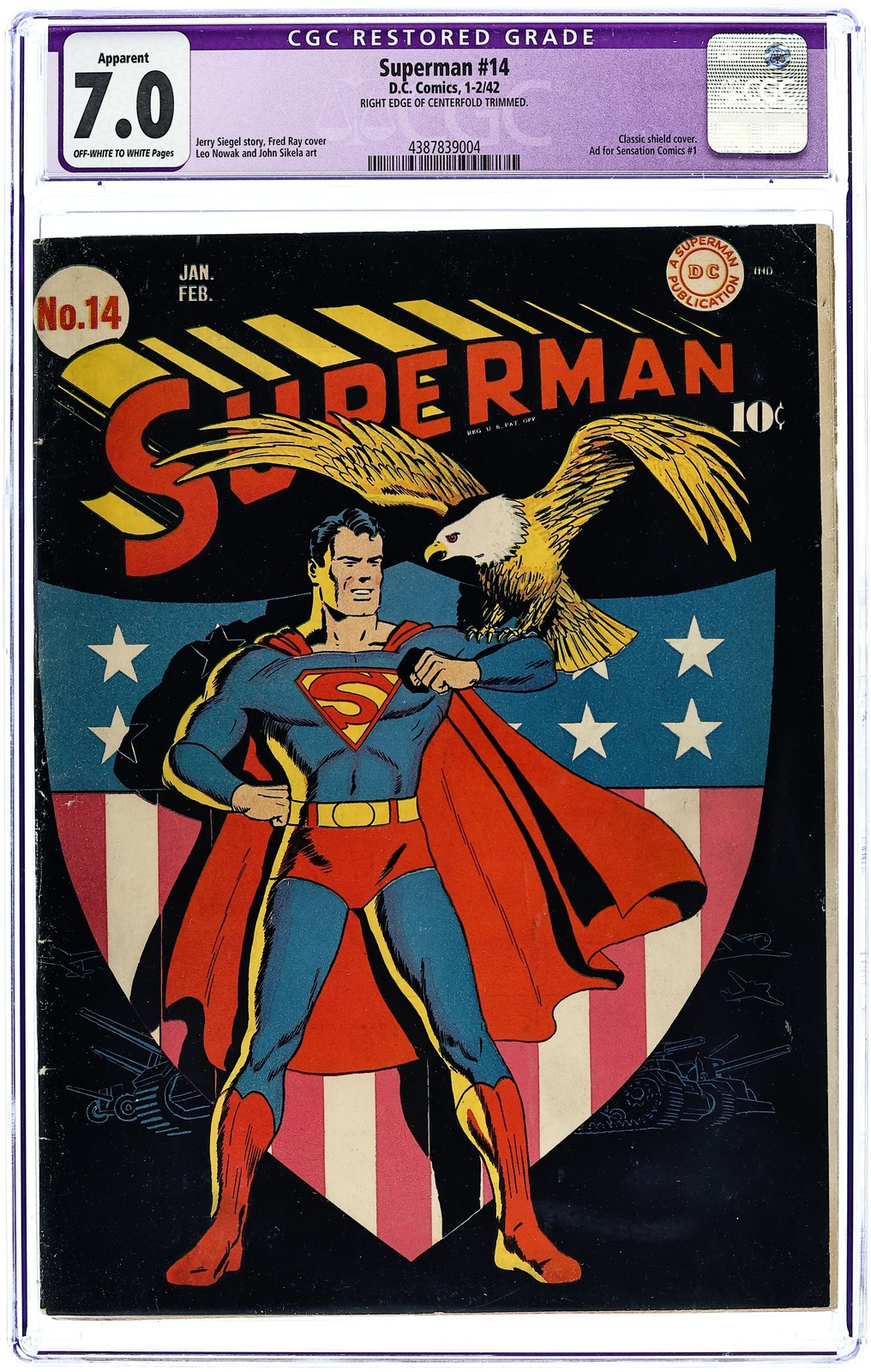 Superman #14 CGC 7.0 TRIMMED 1942 4387839004 Superman #14 CGC 7.0 TRIMMED 1942 4387839004
