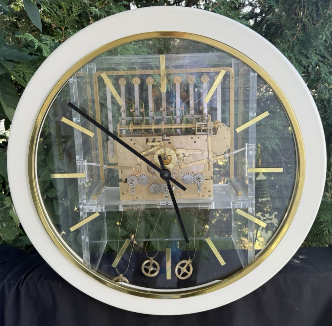 Howard Miller 9 Tube 3 Weight Chiming LUCITE Wall Clock - LIMITED - 27