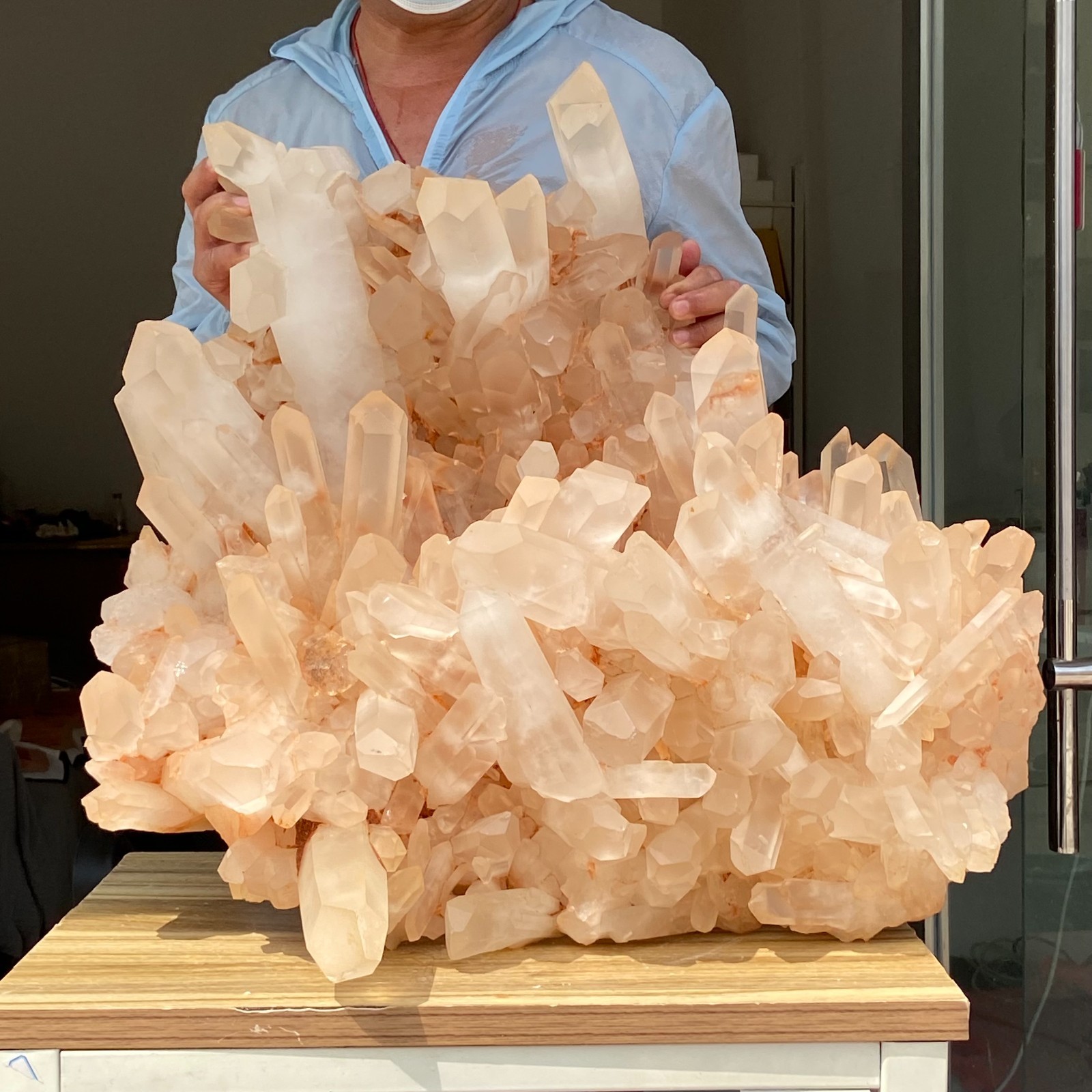187.3LB Huge Natural Clear White Quartz Crystal Cluster Mineral Specimen Healing