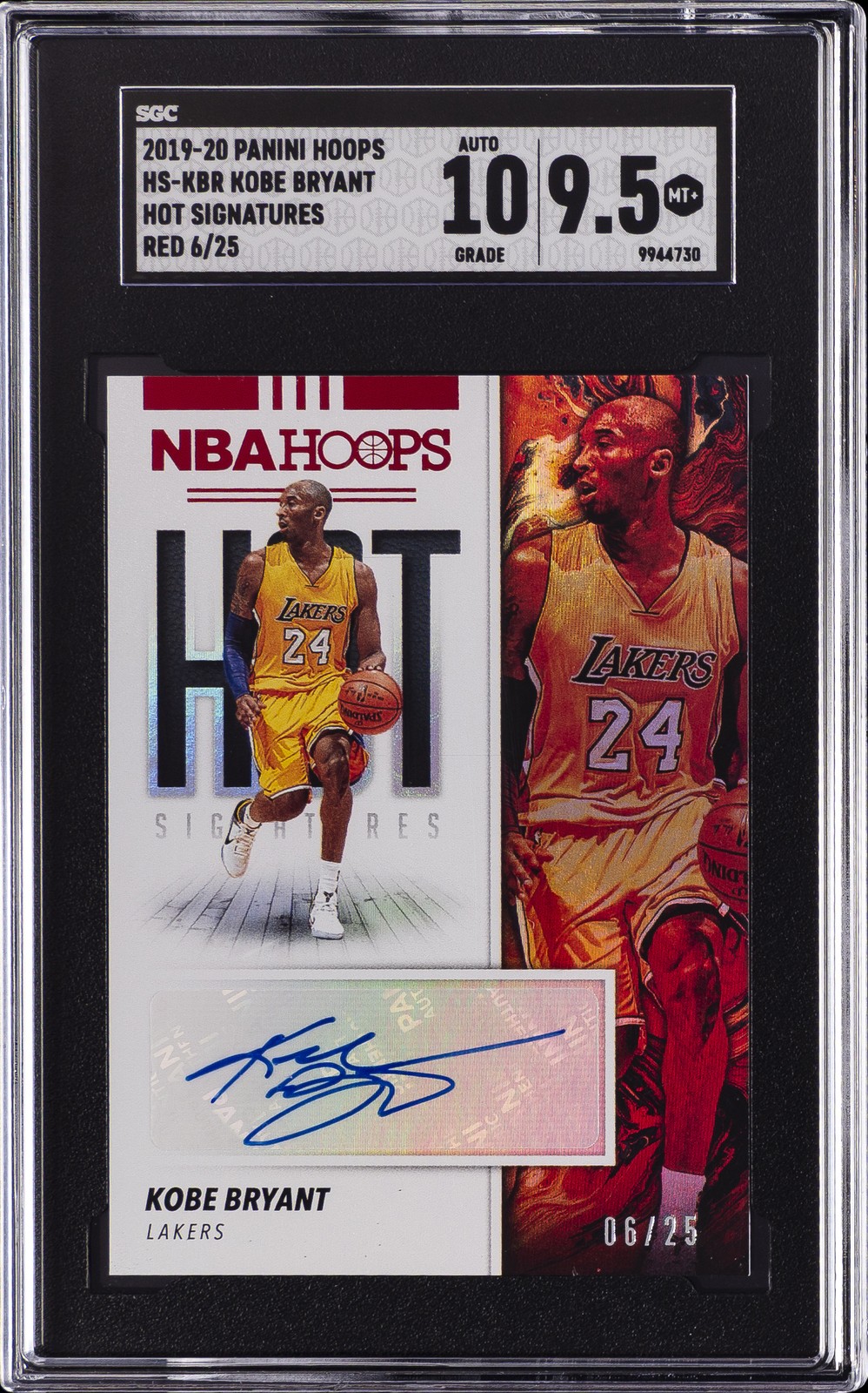 2019-20 PANINI HOOPS HOT SIGNATURES RED #HSKBR KOBE BRYANT SGC 9.5