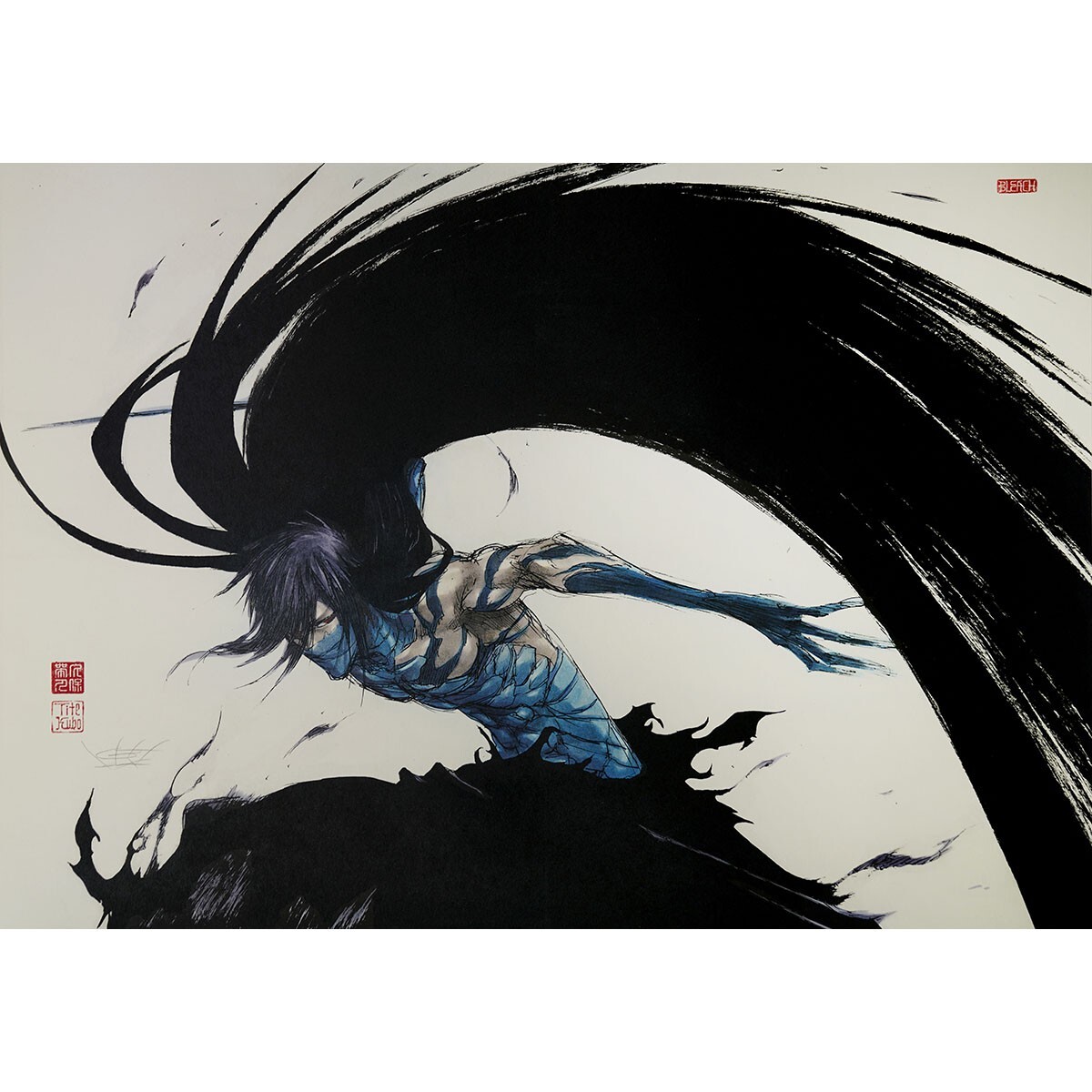 Bleach Moon Fang Unity Tite Kubo Shueisha Manga-Art Signed On Paper + Wood Case