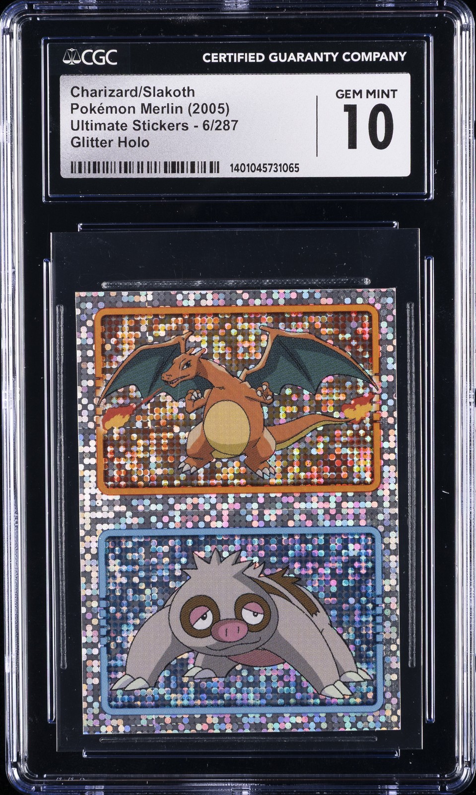 2005 POKÉMON MERLIN ULTIMATE STICKERS #006 CHARIZARD/SLAKOTH CGC 10 GEM MINT