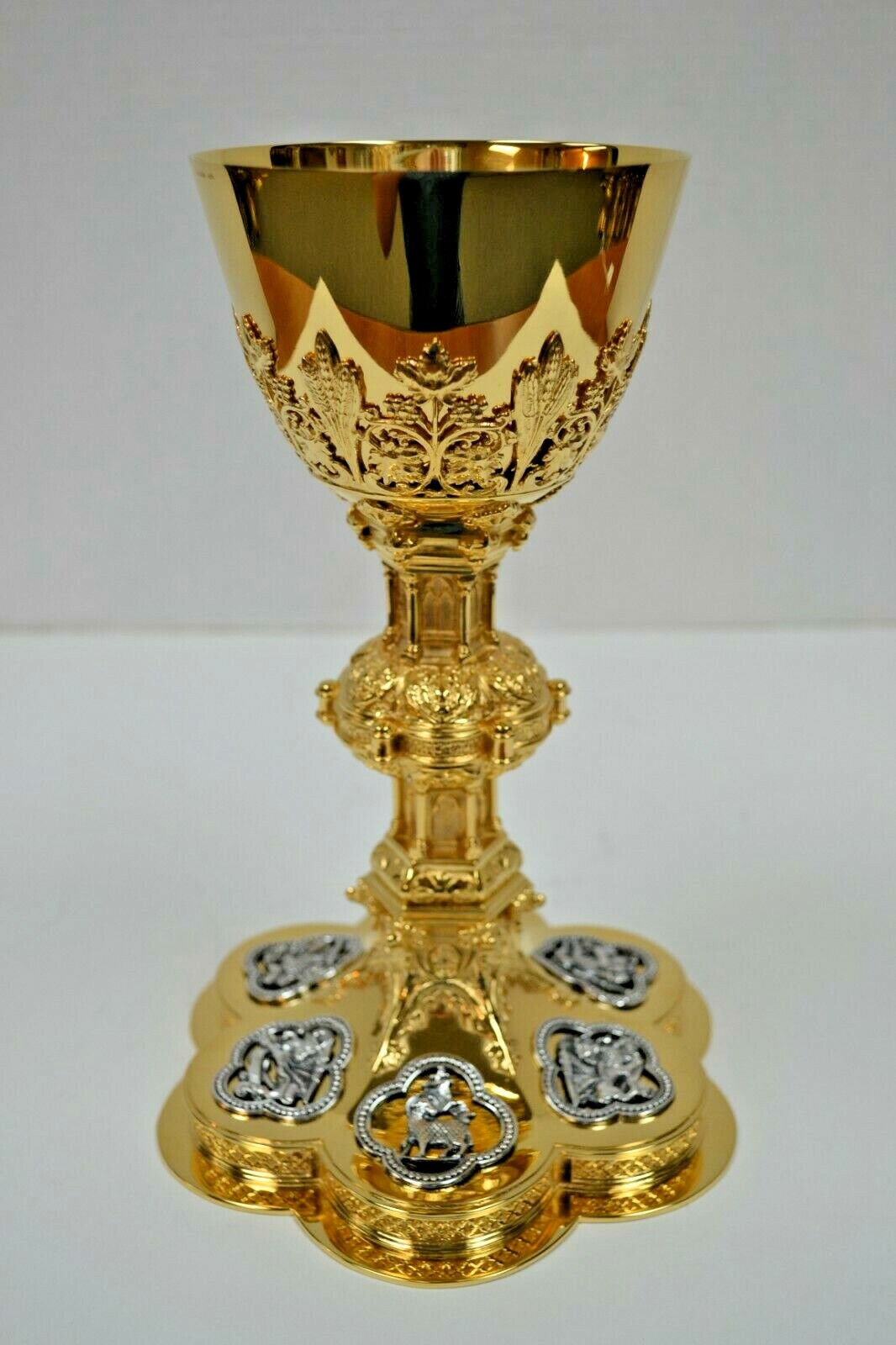 + Beautiful Gothic Chalice, 2 Tone, Cup Sterling Silver, 9 1/2