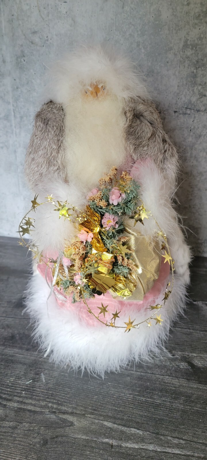 Santa Claus Animal Fur Figure Christmas Tabletop Decoration Elegant Unique 16