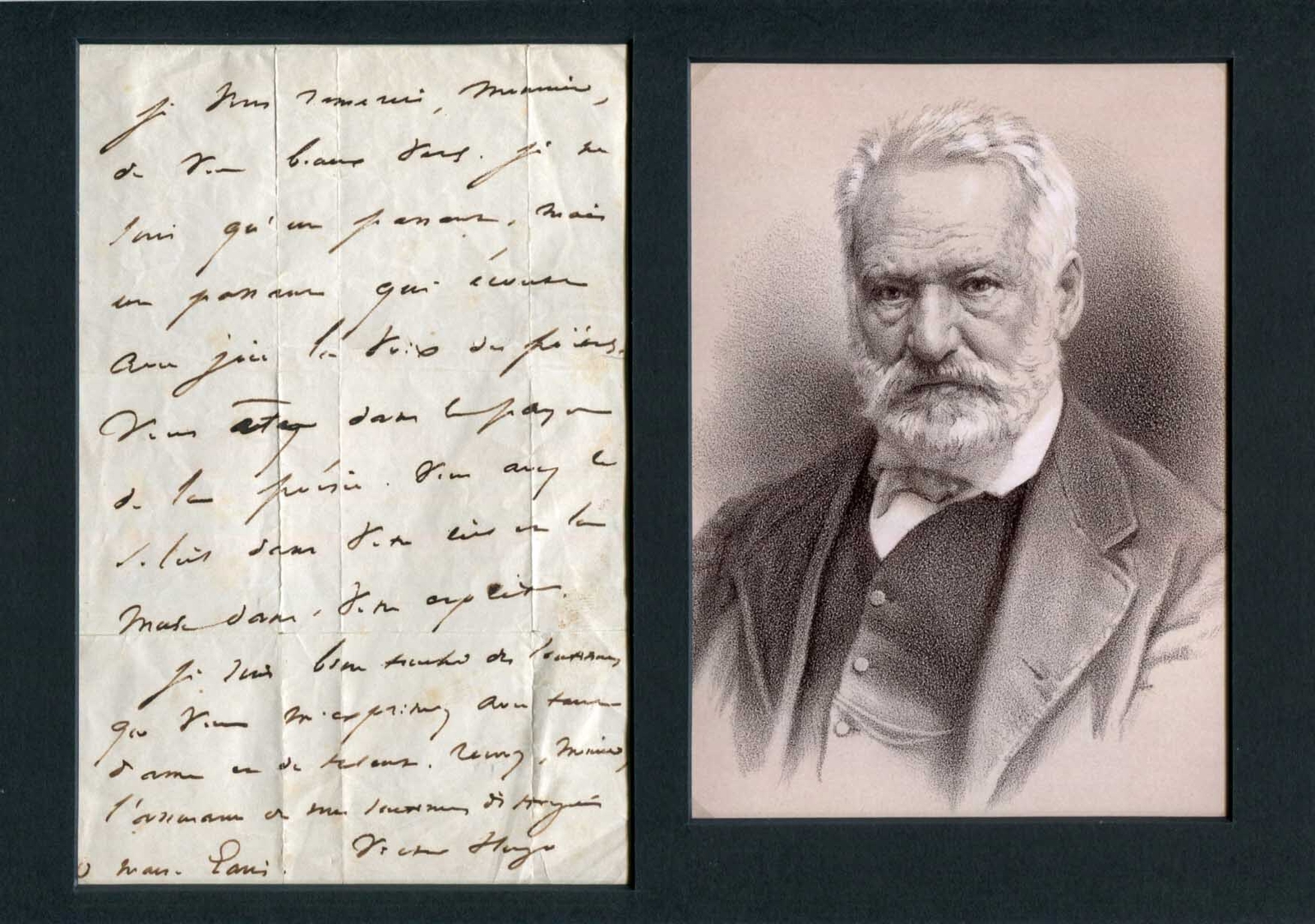 FRENCH POET & NOVELIST Victor Hugo autograph letter signed & mounted FRENCH POET & NOVELIST Victor Hugo autograph letter signed & mounted