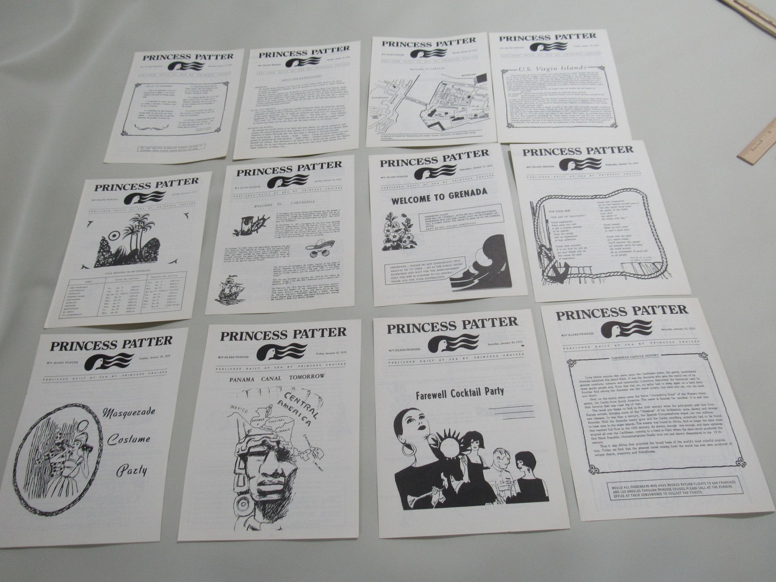 Vintage 1973 Princess Cruises Patter Island Princess Lot 11 Newsletters Cruise