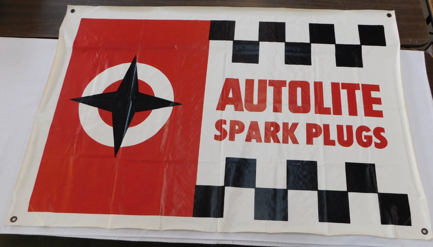 OEM Ford 1960's Autolite Vinyl Spark Plugs Banner Display Sign Mustang Torino +