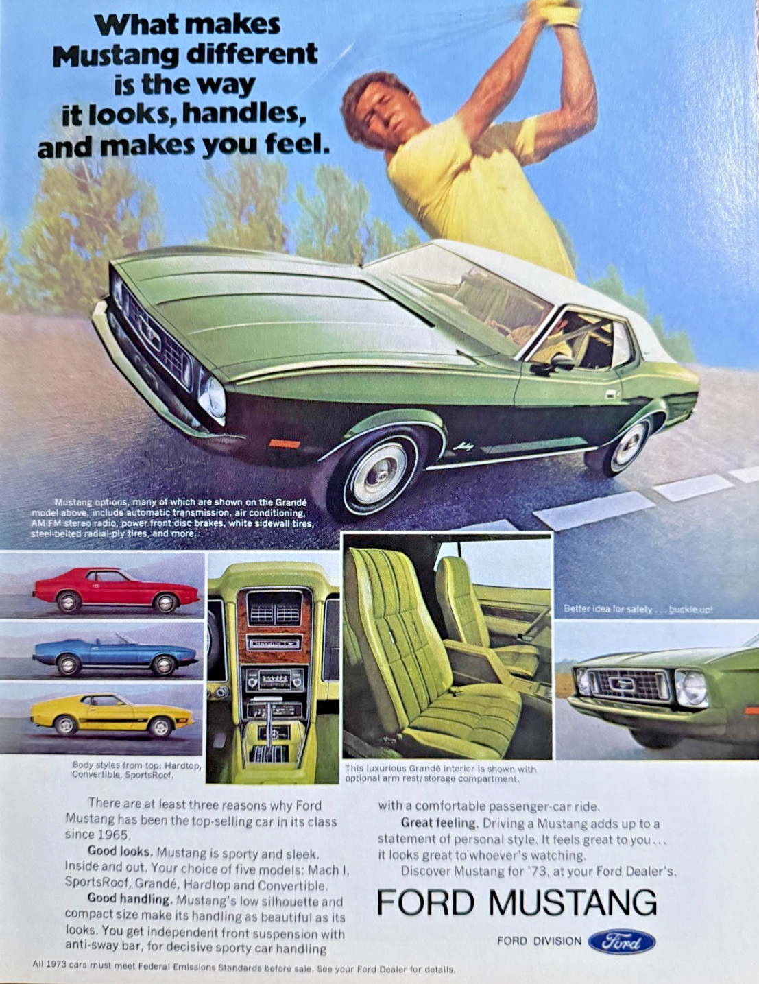 Advertisement 1972 Ford Mustang Grande Sporty Sleek * Garage Art * Advertisement 1972 Ford Mustang Grande Sporty Sleek * Garage Art *