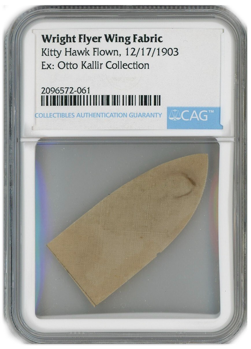 Fabric Swatch From the Wing of the Wright Brothers Flyer Encapsulated by CAG
