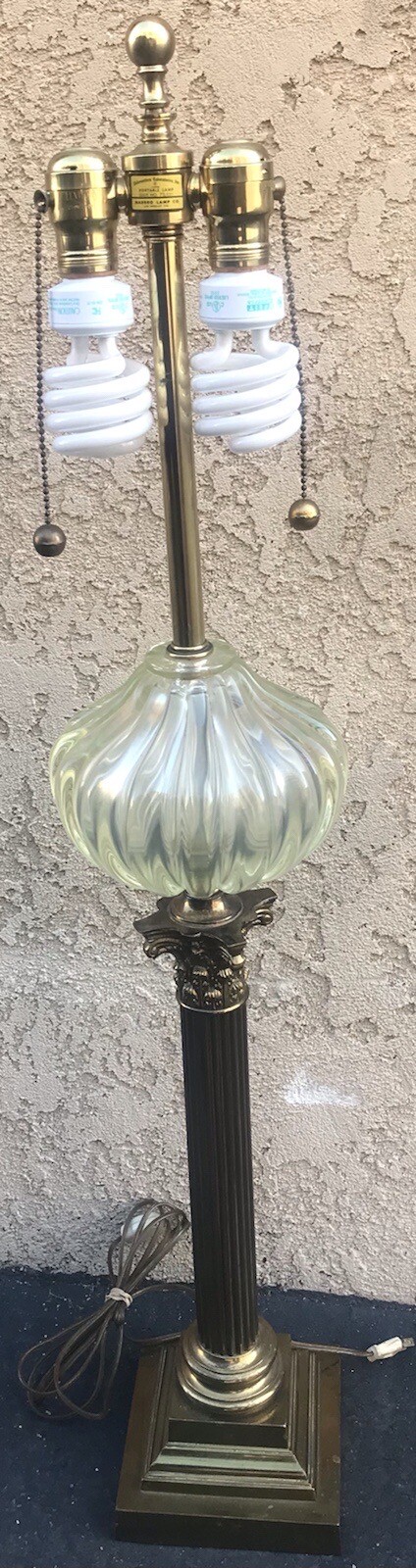 Marbro Lamp Co. Los Angeles Murano Megiddo Glass Portable Lamp, Leviton Marbro Lamp Co. Los Angeles Murano Megiddo Glass Portable Lamp, Leviton