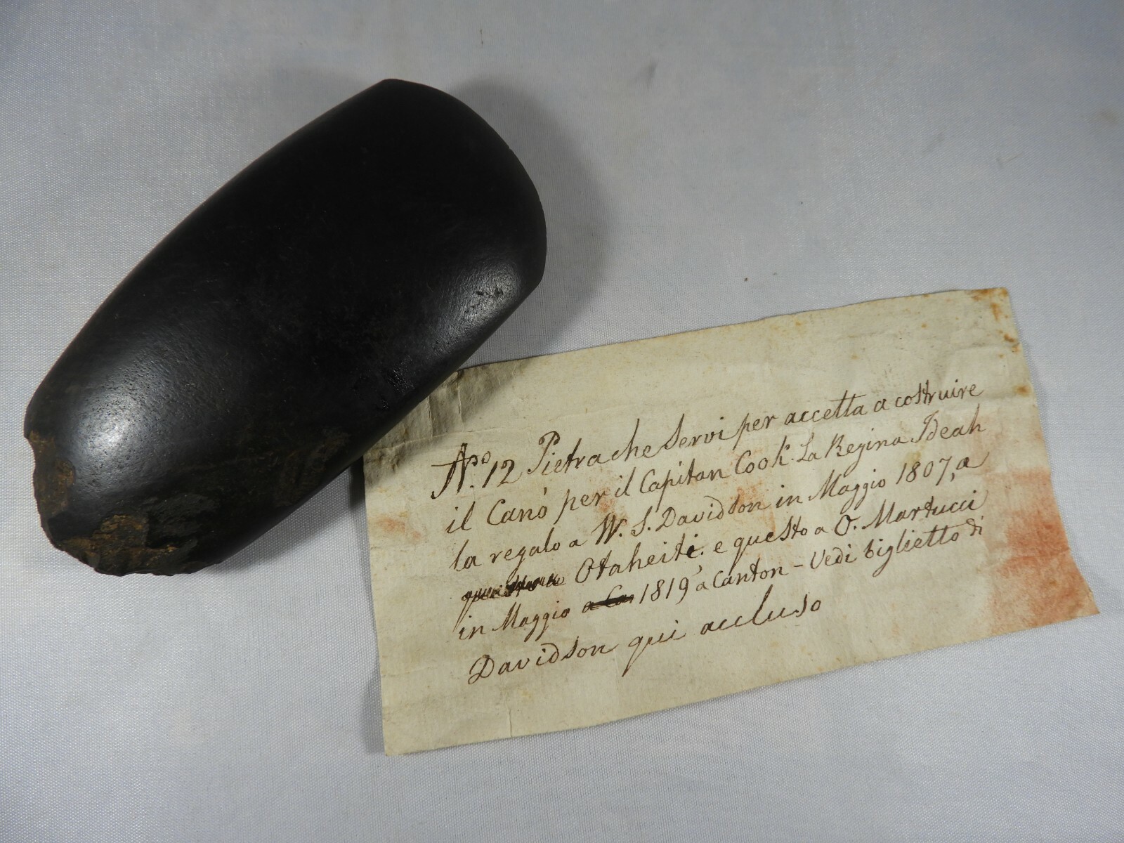 Adze Used to Construct Boat for Captain James Cook in Tahiti in 1769 w/ 1819 LOA