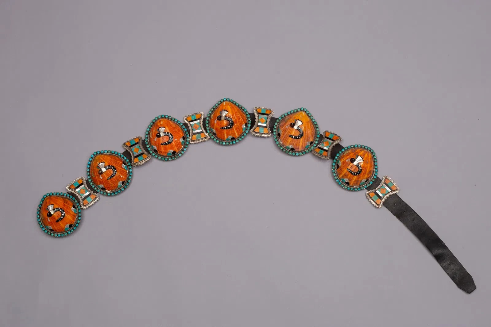 Vintage Native American Zuni Lambert Homer Spiny Oyster Turquoise Sterling Belt Vintage Native American Zuni Lambert Homer Spiny Oyster Turquoise Sterling Belt