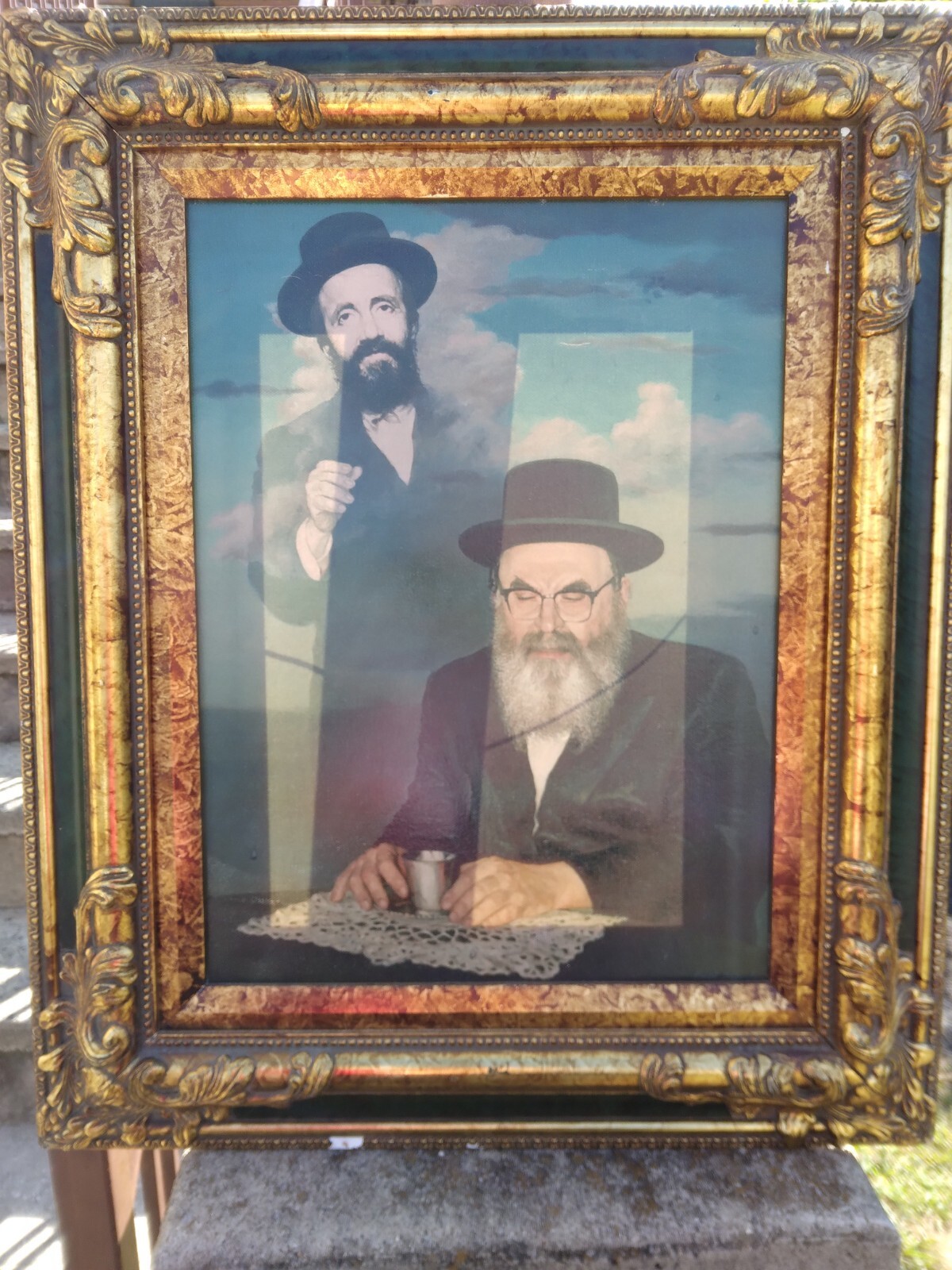 FRAMED PHOTO OF SKVER REBBES THE FATHER AND SON TWERSKY סקווירא טווערסקי FRAMED PHOTO OF SKVER REBBES THE FATHER AND SON TWERSKY סקווירא טווערסקי