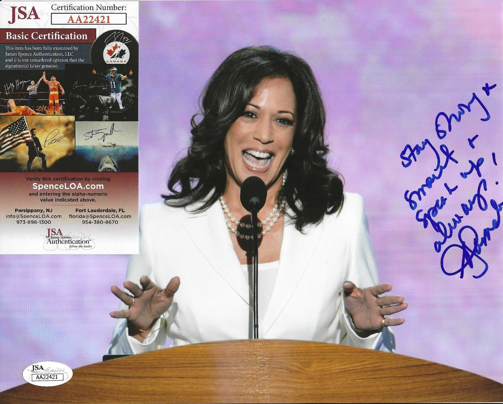Kamala Harris Signed 8x10 Photo w/ JSA COA #AA22421 Vice President Joe Biden Kamala Harris Signed 8x10 Photo w/ JSA COA #AA22421 Vice President Joe Biden