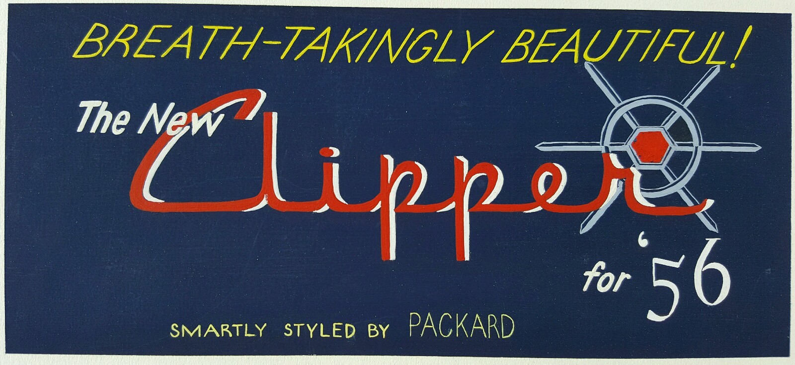 VINTAGE AMERICAN ILLUSTRATOR 1956 PACKARD CLIPPER ADVERTISING FINE ART PAINTING VINTAGE AMERICAN ILLUSTRATOR 1956 PACKARD CLIPPER ADVERTISING FINE ART PAINTING
