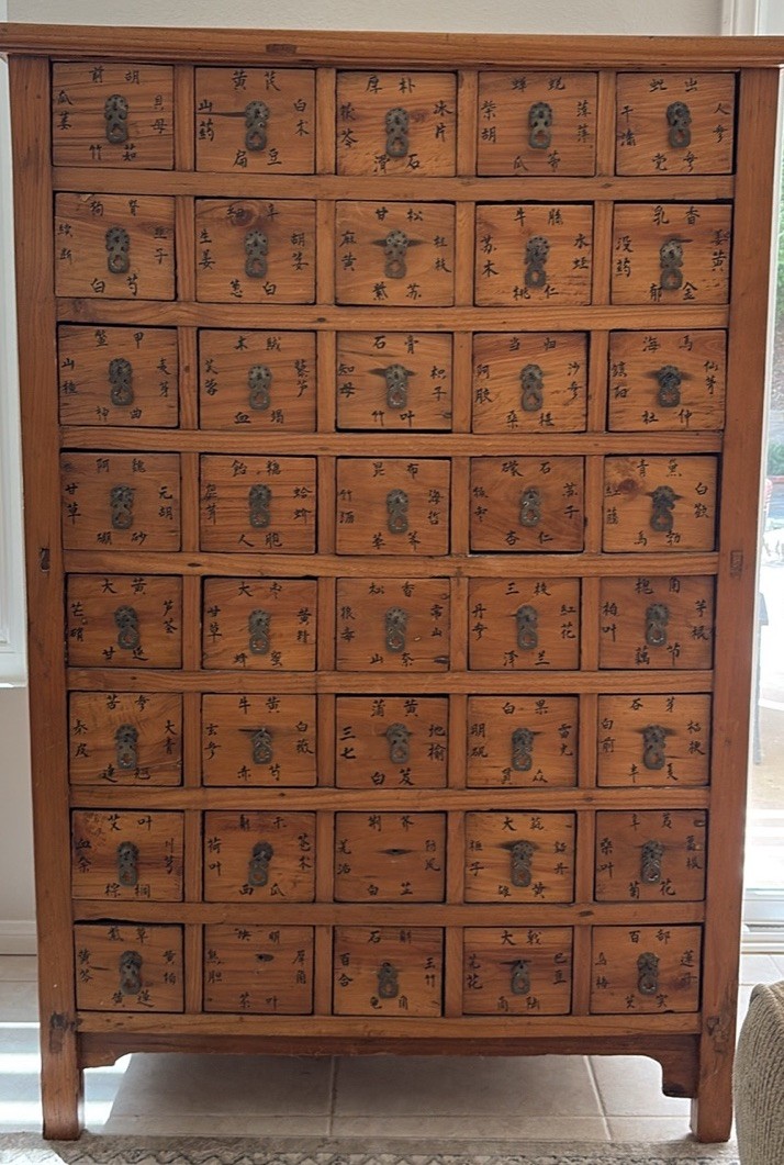 RARE ANTIQUE CHINESE SOLID HARDWOOD HERBAL APOTHECARY LARGE 40 DIVIDED DRAWERS