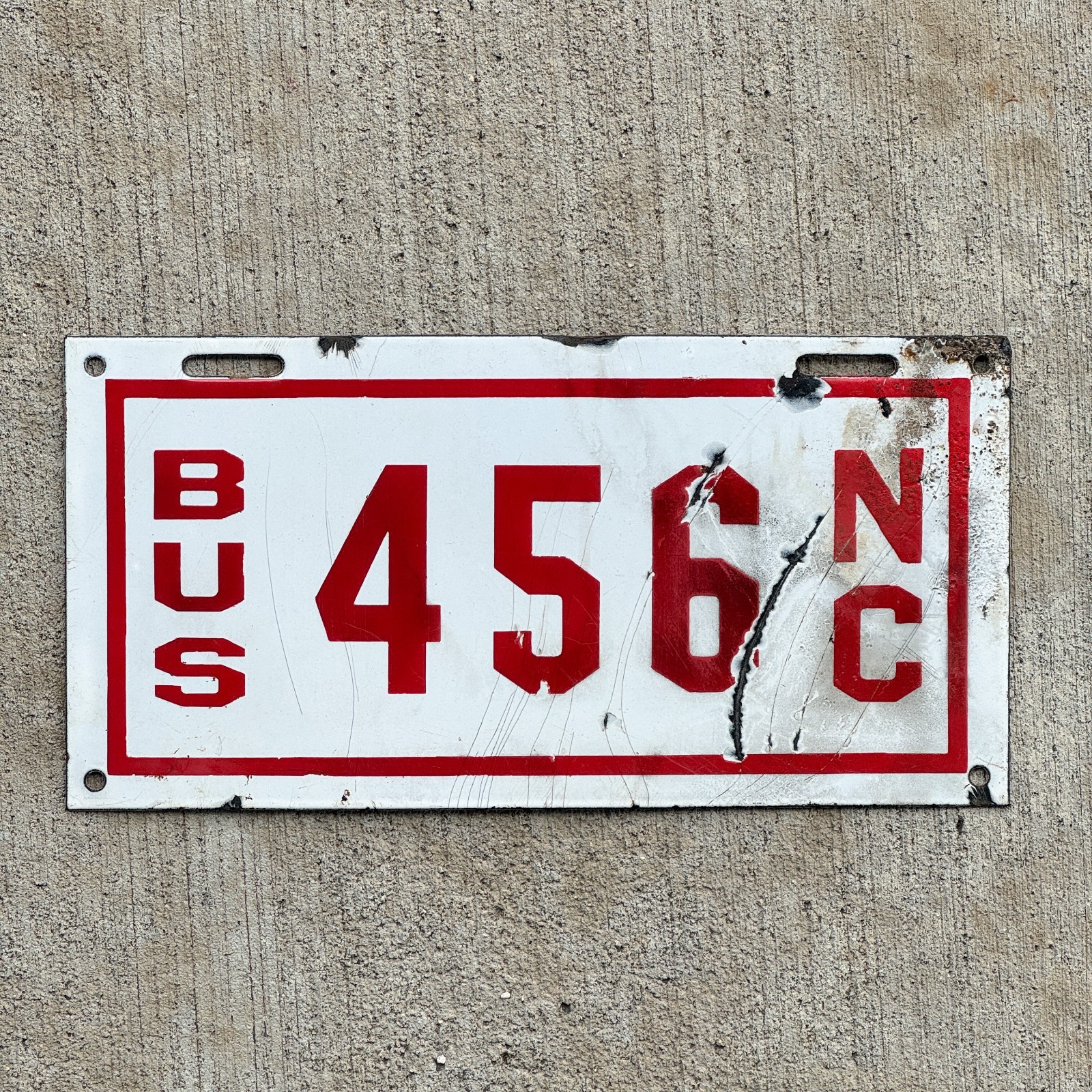 1914 North Carolina Bus Business Porcelain License Plate Few Examples Known 456