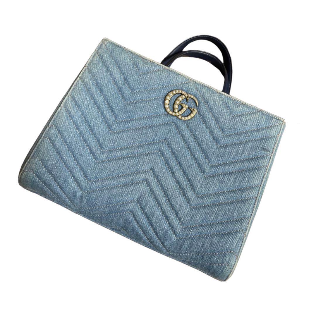 GUCCI denim tote GG Marmont Japan limited edition Good condition GUCCI denim tote GG Marmont Japan limited edition Good condition