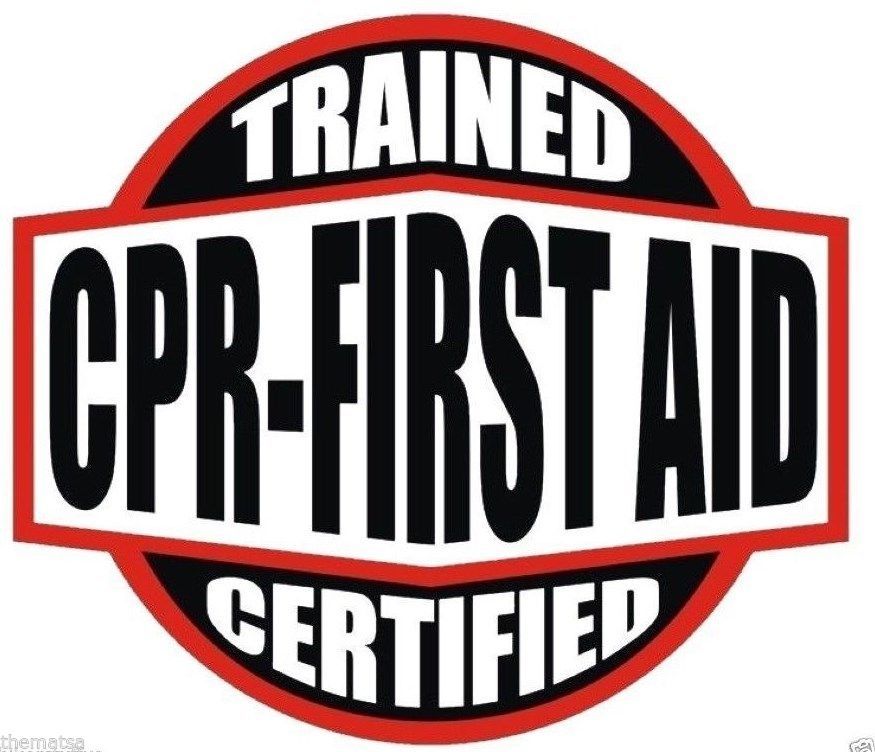 TRAINED CERTIFIED CPR FIRST AID HELMET BUMPER STICKER DECAL MADE IN USA TRAINED CERTIFIED CPR FIRST AID HELMET BUMPER STICKER DECAL MADE IN USA