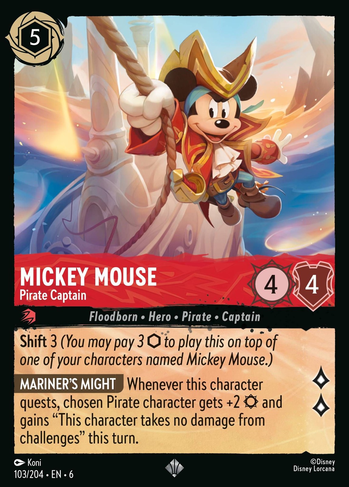 Mickey Mouse, Pirate Captain - FOIL - Azurite Sea - Lorcana TCG