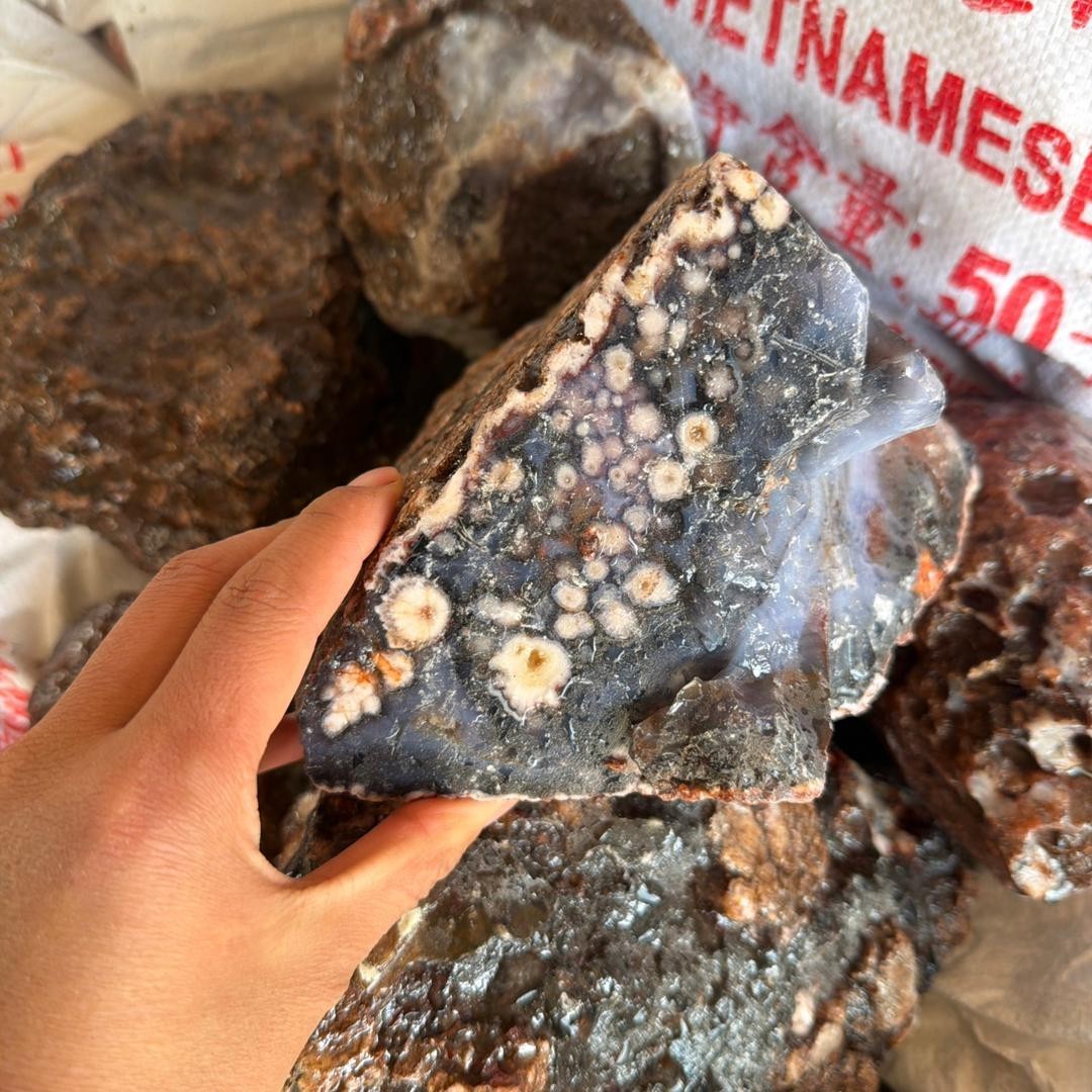 50kg Wholesale High Quality Natural Raw Blue Flower Agate Rough Crystal Mineral
