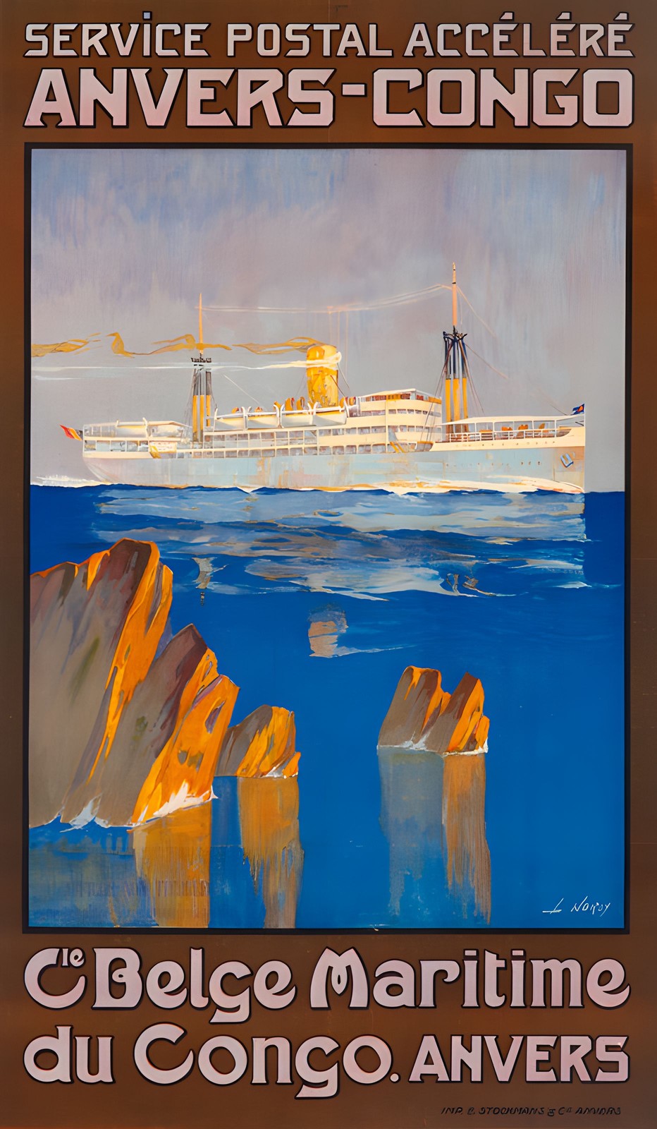 Service Postal Accéléré Anvers-Congo ✈️ Vintage Travel Poster c1920s - 24x32” Service Postal Accéléré Anvers-Congo ✈️ Vintage Travel Poster c1920s - 24x32”