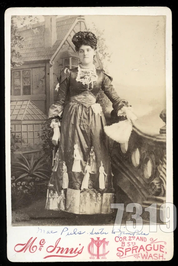 ID'd Woman Paper Dolls Pinned on Dress 1880s Genealogy Fashion Banner Lady Rare ID'd Woman Paper Dolls Pinned on Dress 1880s Genealogy Fashion Banner Lady Rare
