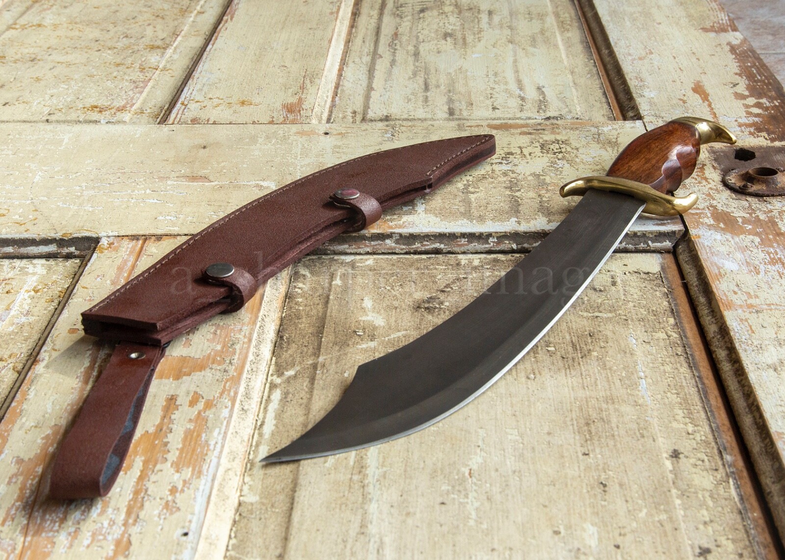 Pirate Sea Marauder Knife Cutlass Short Sword SHARP + Leather Sheath SOLID