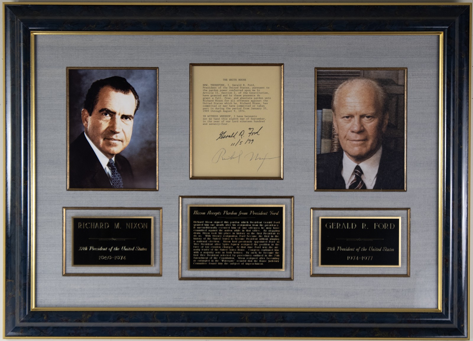 RICHARD M. NIXON - TYPESCRIPT SIGNED 11/05/1979 CO-SIGNED BY: GERALD R. FORD RICHARD M. NIXON - TYPESCRIPT SIGNED 11/05/1979 CO-SIGNED BY: GERALD R. FORD