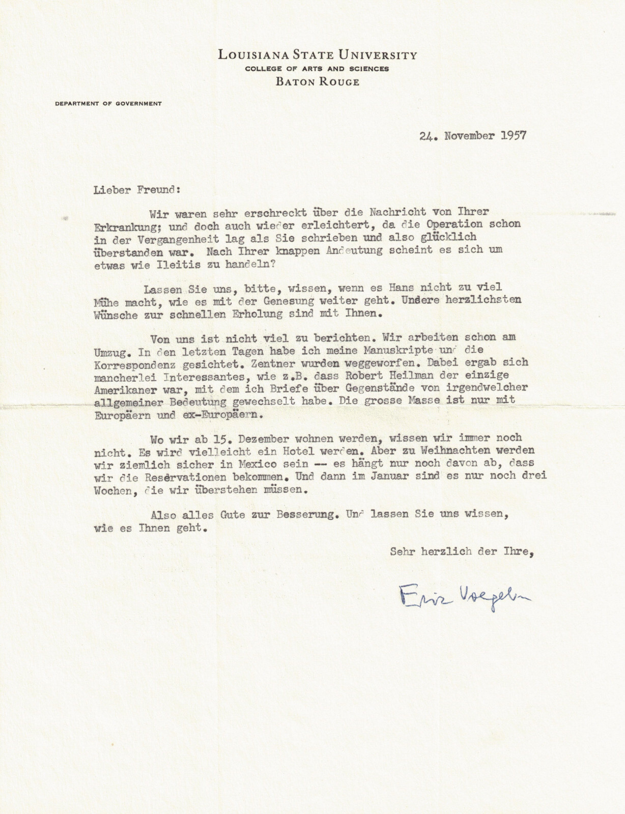 Eric Voegelin Philosopher 1957 Typed Signed Letter LSU Robert Heilman Jaffe Eric Voegelin Philosopher 1957 Typed Signed Letter LSU Robert Heilman Jaffe