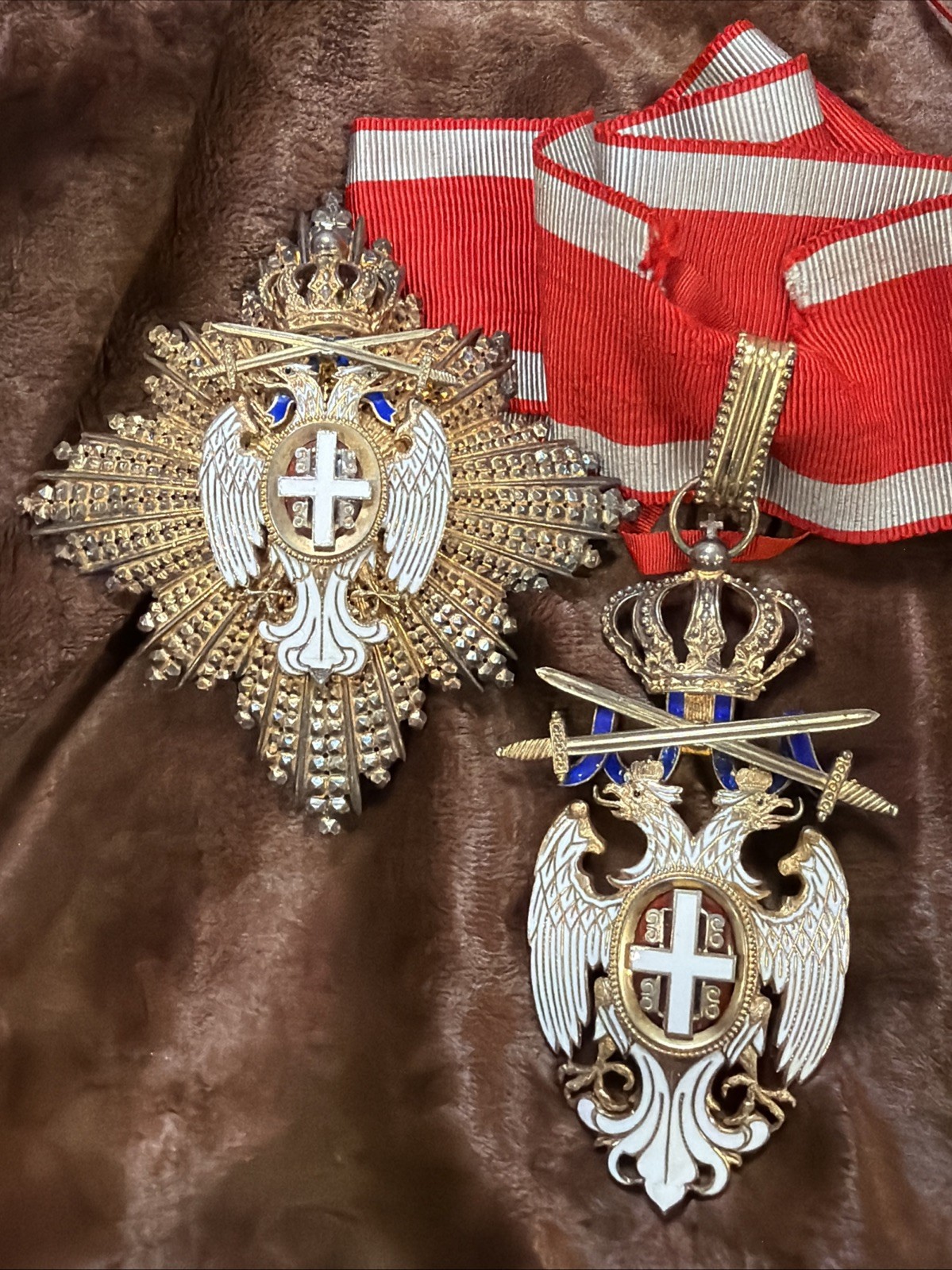 SERBIA Order of the WHITE EAGLE Set Grand Cross With the Brest Star  with swords