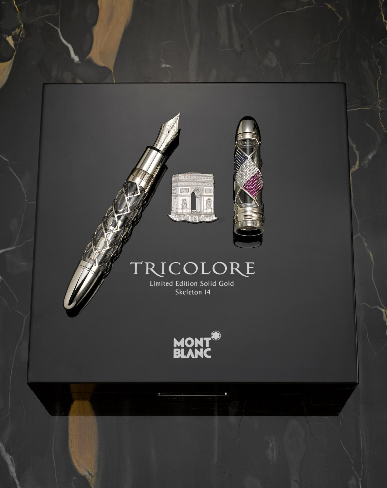 MONTBLANC 2002 TRICOLORE FRENCH FLAG Limited Edition 14 SOLID GOLD Skeleton MONTBLANC 2002 TRICOLORE FRENCH FLAG Limited Edition 14 SOLID GOLD Skeleton