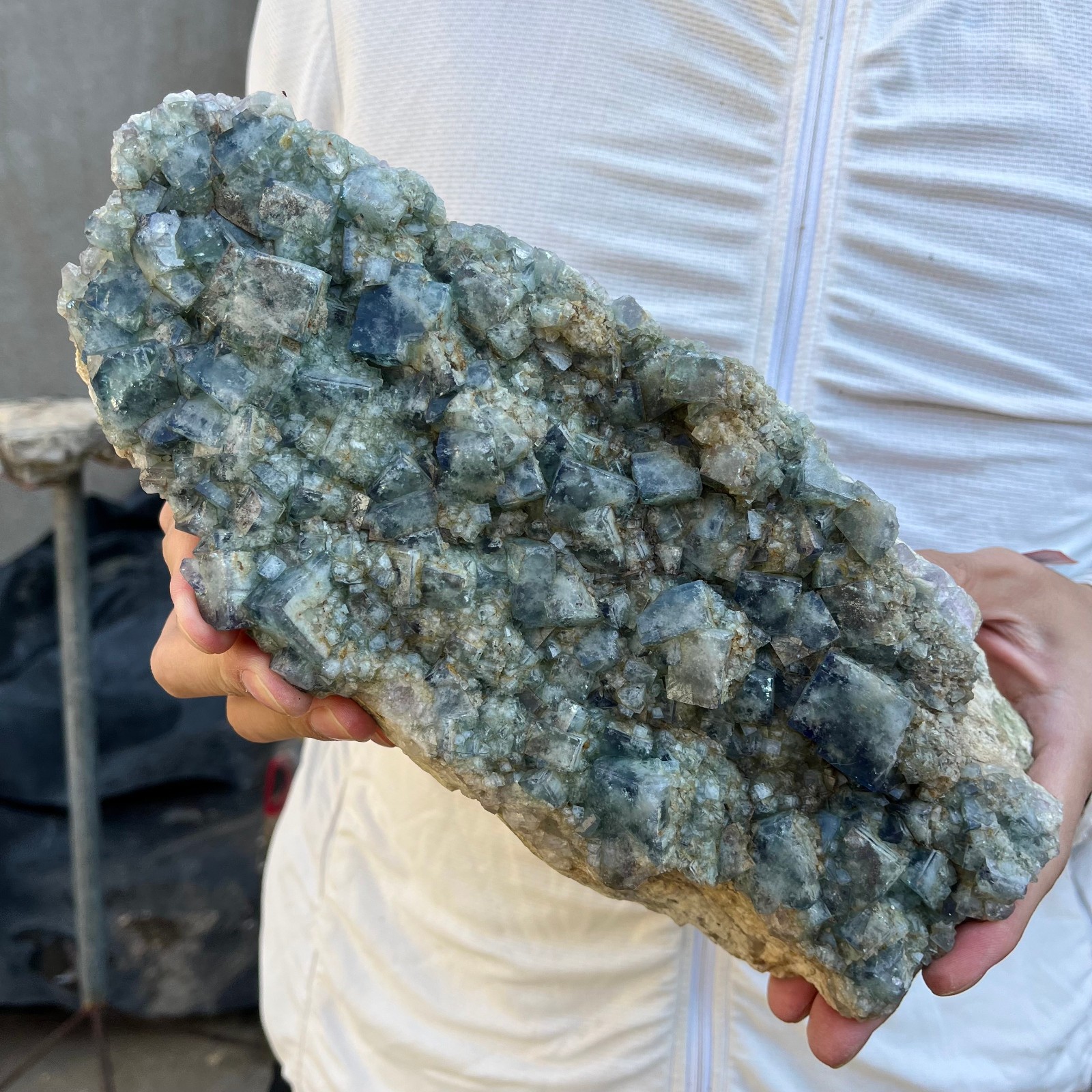 7.9lb NATURAL Green Cube FLUORITE Quartz Crystal Cluster Mineral Specimen heali