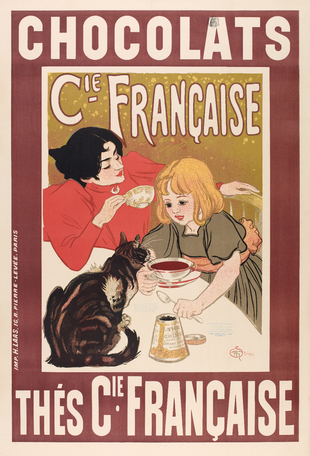 Original Art New Poster, Steinlen, Cafe Chocolate The, Cat, 1895 Original Art New Poster, Steinlen, Cafe Chocolate The, Cat, 1895