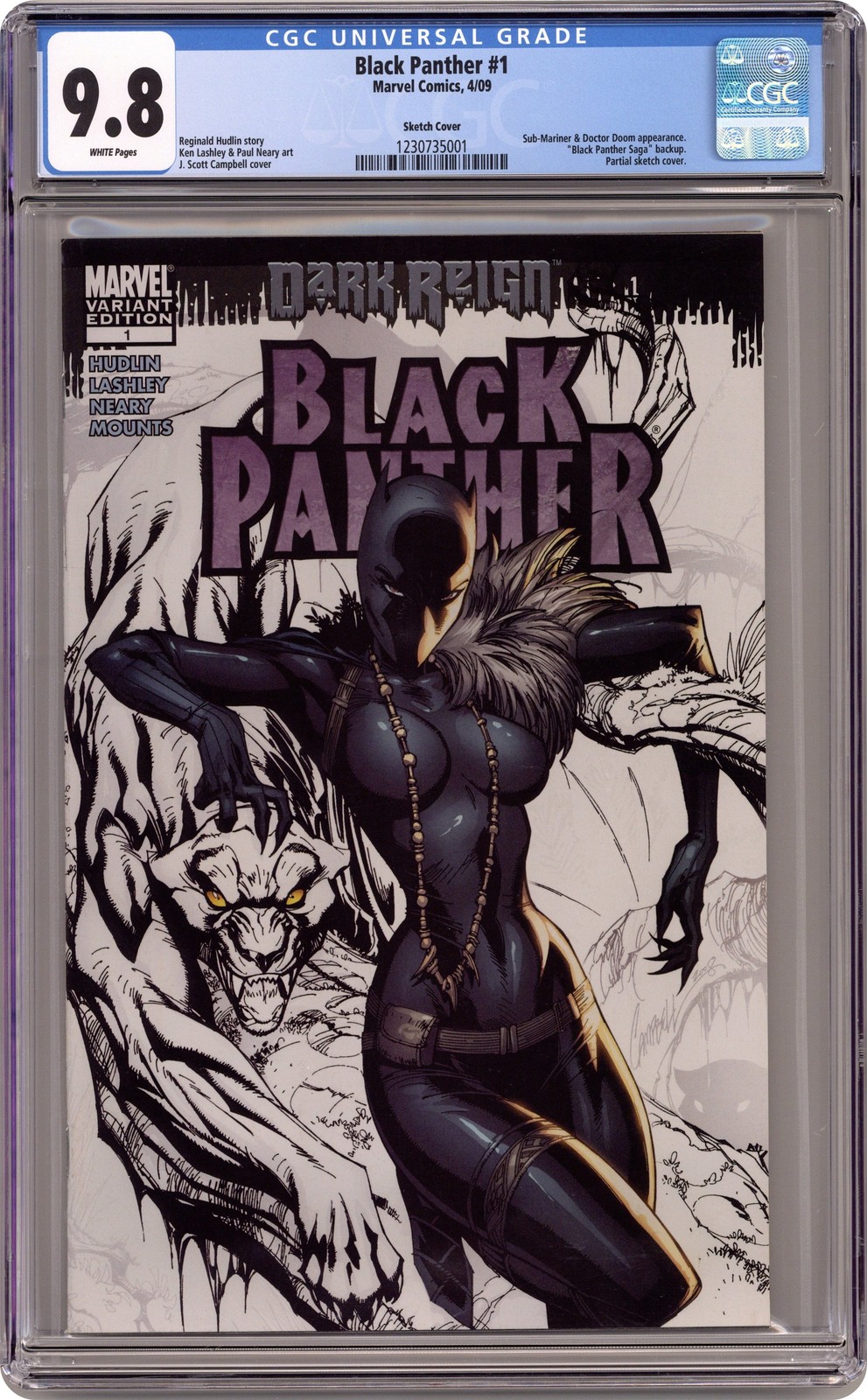 Black Panther 1E Campbell Partial Sketch Variant CGC 9.8 2009 1230735001 Black Panther 1E Campbell Partial Sketch Variant CGC 9.8 2009 1230735001