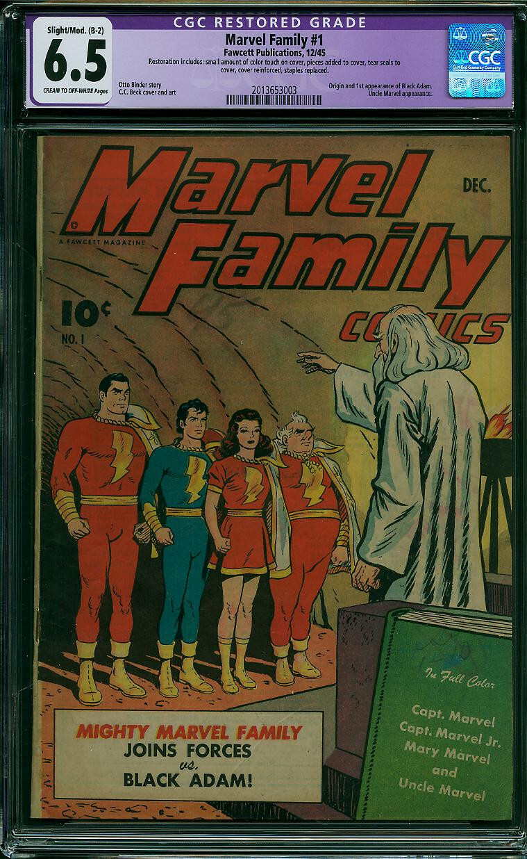 Marvel Family #1 CGC 6.5 R Fawcett 1945 - 1st Black Adam - Key Golden K3 203 cm