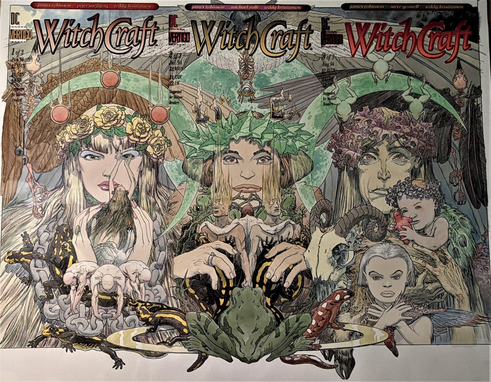 MIKE KALUTA - Witchcraft #1 #2 #3 - 3 painted covers w/ logos, Sandman: WITCHES MIKE KALUTA - Witchcraft #1 #2 #3 - 3 painted covers w/ logos, Sandman: WITCHES