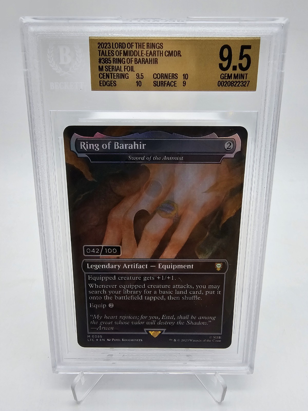 BGS 9.5 MTG LOTR Ring of Barahir Sword of the Animist Serial Numbered 042/100 BGS 9.5 MTG LOTR Ring of Barahir Sword of the Animist Serial Numbered 042/100