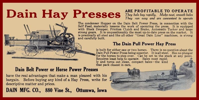 1911 Dain Hay Press of Ottumwa, Iowa NEW Sign 9x18 1911 Dain Hay Press of Ottumwa, Iowa NEW Sign 9x18