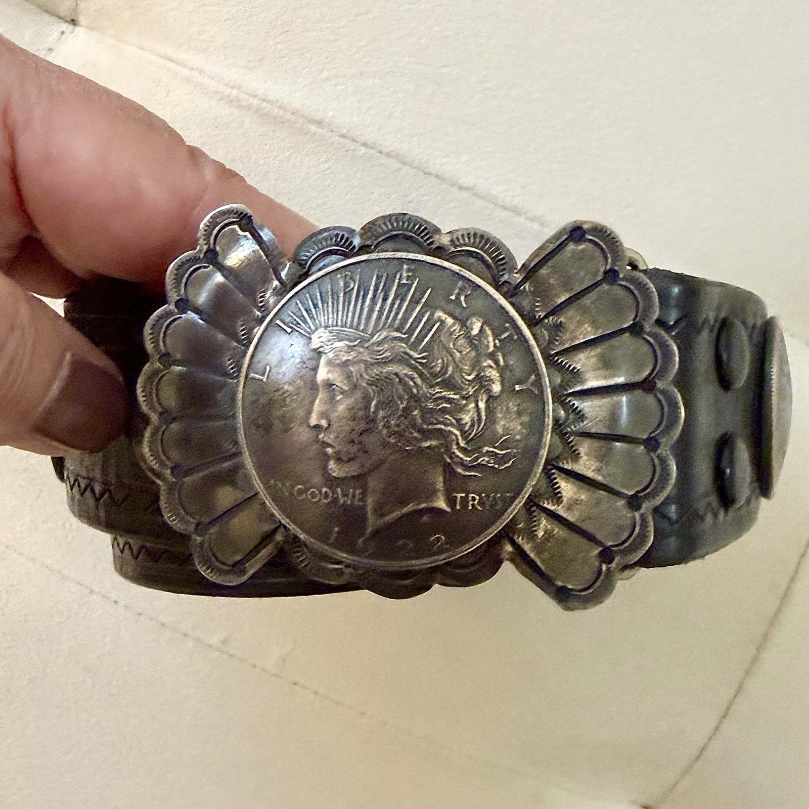 Stunning Buffalo Dancer Taos Silver Dollar Half Dollar & Dime Concho Belt Stunning Buffalo Dancer Taos Silver Dollar Half Dollar & Dime Concho Belt