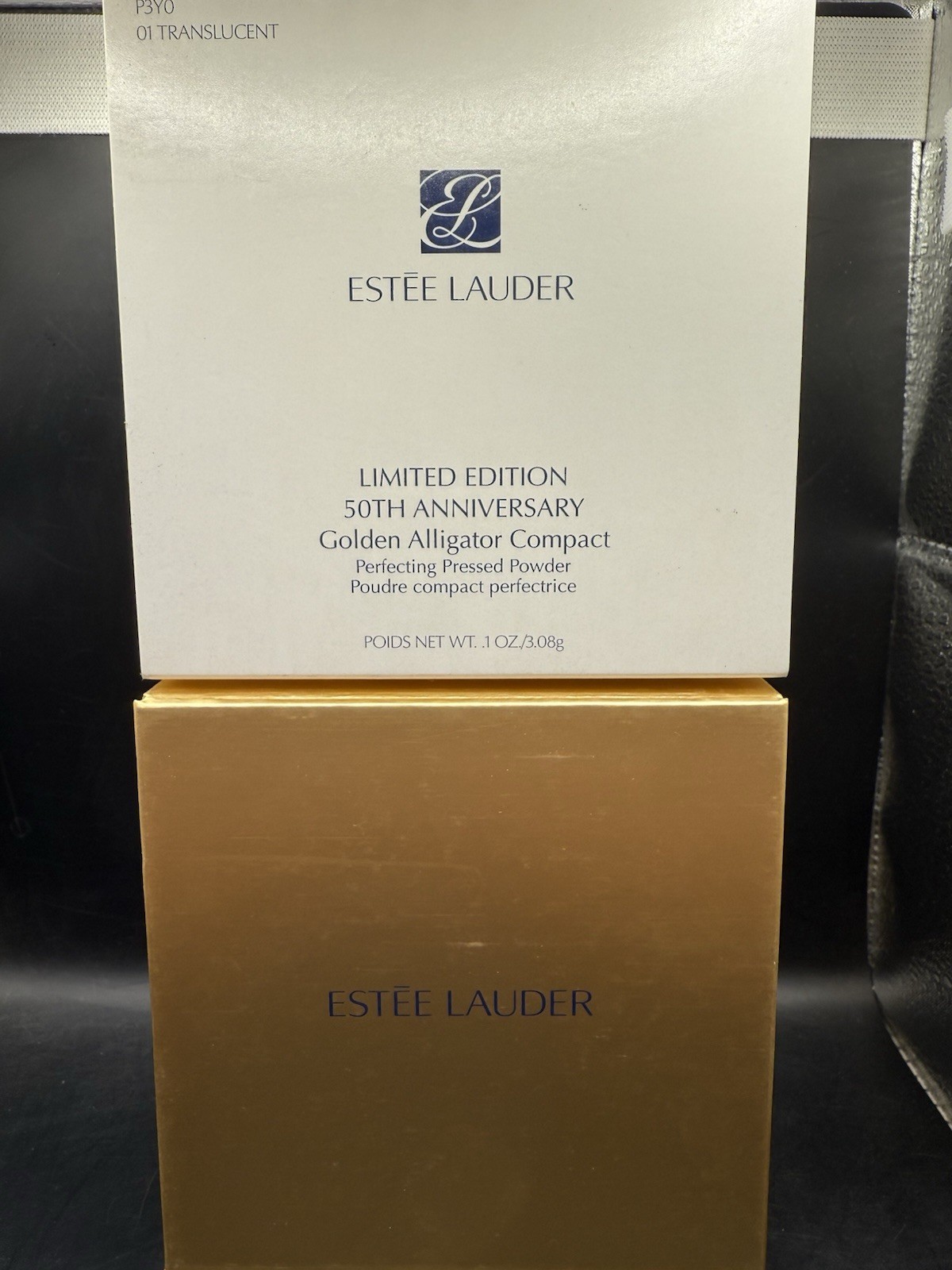 Estee Lauder  50TH ANNIVERSARY LIMITED EDITION GOLDEN ALLIGATOR COMPACT NIB