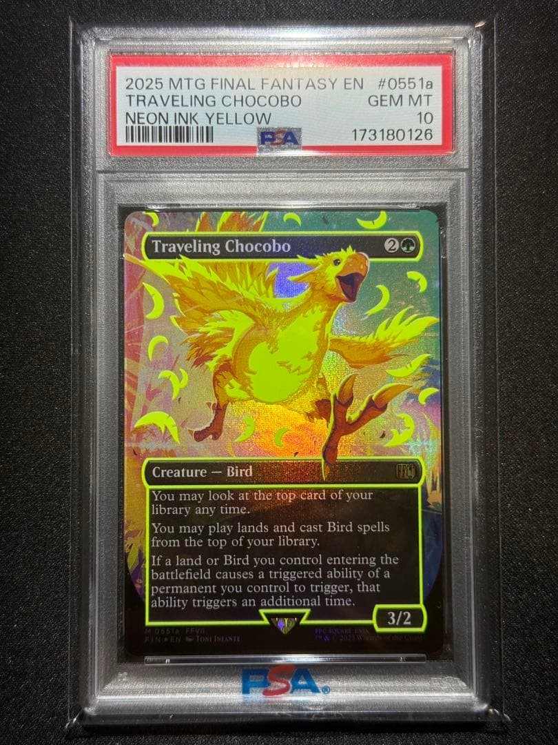 PSA10 Traveling Chocobo Neon Ink Trading Card Final Fantasy MTG English PSA10 Traveling Chocobo Neon Ink Trading Card Final Fantasy MTG English