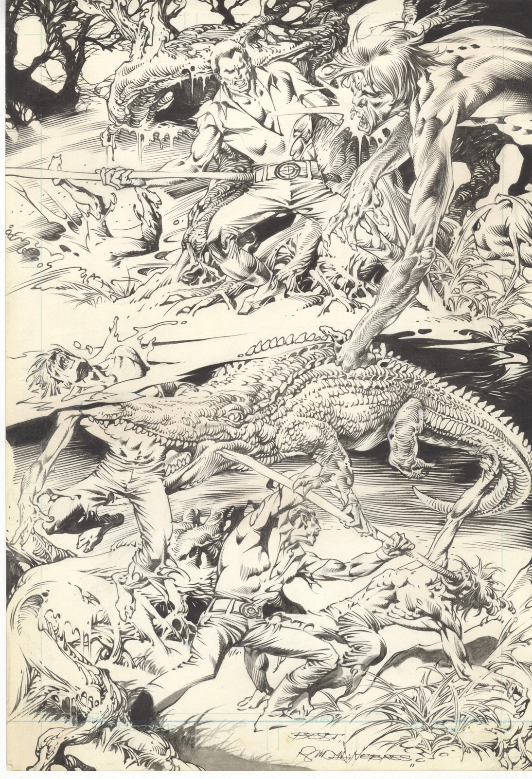 Rudy Nebres Original Comic Art Zombie Horror Monster Battle SPLASH Rudy Nebres Original Comic Art Zombie Horror Monster Battle SPLASH