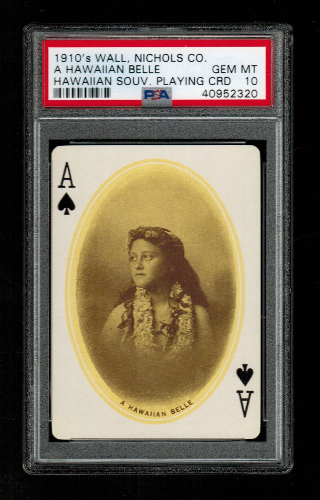 PSA 10 A HAWAIIAN BELLE 1910 Wall Nichols Hawaii Souvenir Playing Card