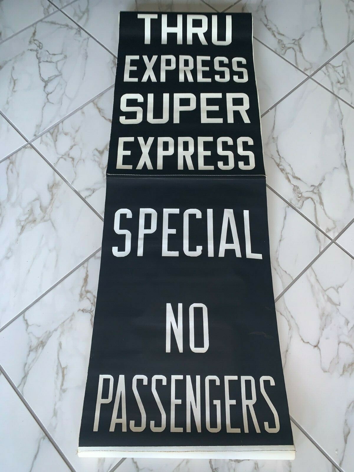 IRT NY NYC SUBWAY ROLL SIGN 1953 THRU SUPER EXPRESS NY ART SPECIAL NO PASSENGERS IRT NY NYC SUBWAY ROLL SIGN 1953 THRU SUPER EXPRESS NY ART SPECIAL NO PASSENGERS