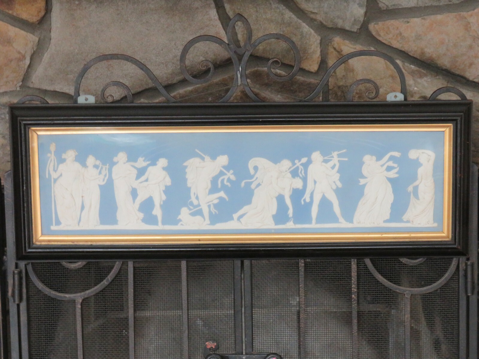 Large Wedgwood Sky Blue Jasperware Bacchanalian Triumph Framed Plaque (c.1820) Large Wedgwood Sky Blue Jasperware Bacchanalian Triumph Framed Plaque (c.1820)